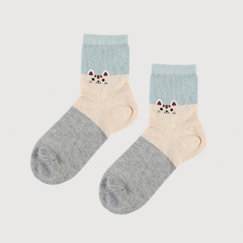 Moda Cartoon Cat Spun Silk Jacquard Super Soft Lady Socks