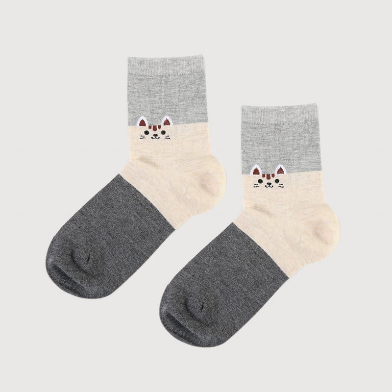 Moda Cartoon Cat Spun Silk Jacquard Super Soft Lady Socks