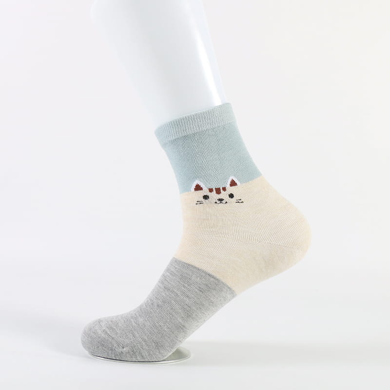 Moda Cartoon Cat Spun Silk Jacquard Super Soft Lady Socks