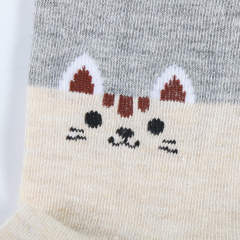 Moda Cartoon Cat Spun Silk Jacquard Super Soft Lady Socks