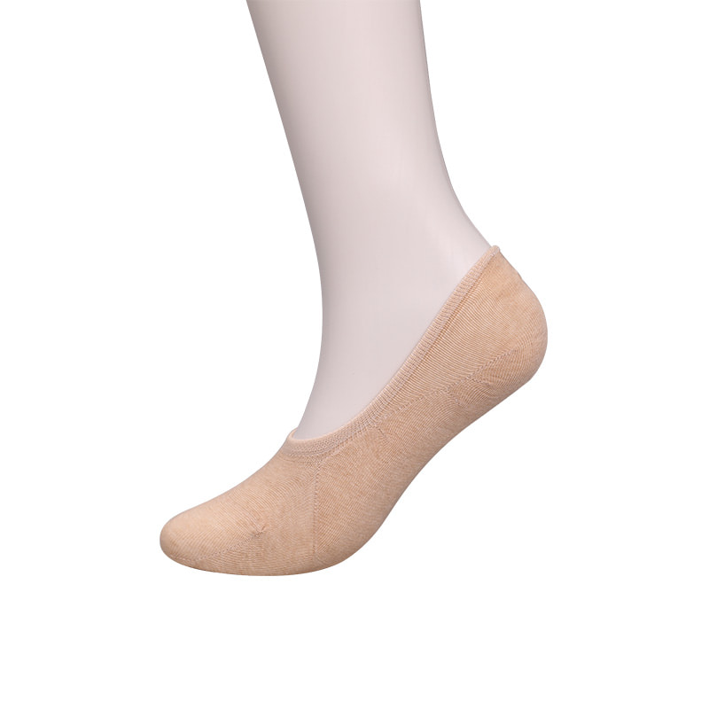 Algodão de cor natural, malha, meias femininas invisíveis costuradas à mão WSD1401
