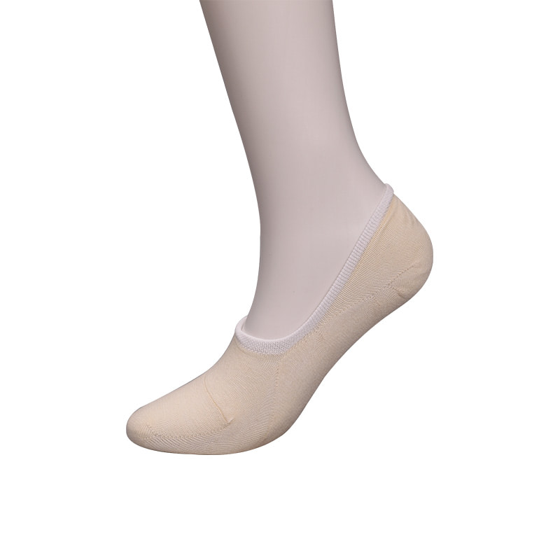 Algodão de cor natural, malha, meias femininas invisíveis costuradas à mão WSD1401