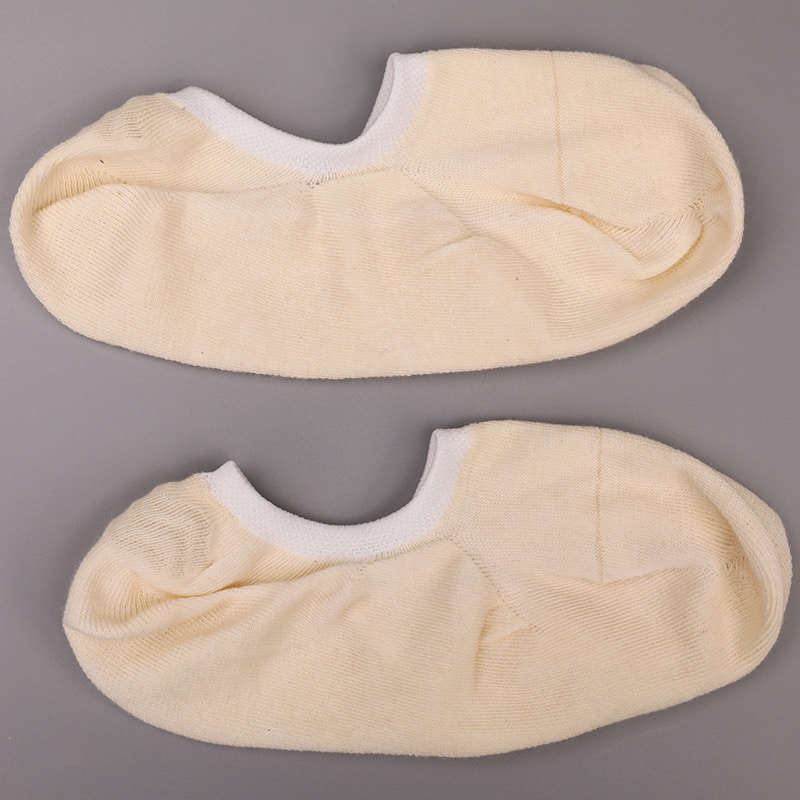 Algodão de cor natural, malha, meias femininas invisíveis costuradas à mão WSD1401