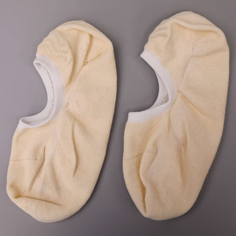 Algodão de cor natural, malha, meias femininas invisíveis costuradas à mão WSD1401