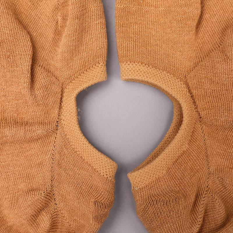 Algodão de cor natural, malha, meias femininas invisíveis costuradas à mão WSD1401