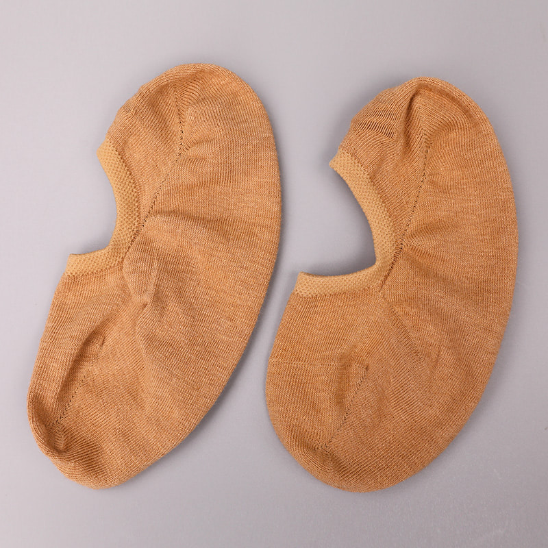 Algodão de cor natural, malha, meias femininas invisíveis costuradas à mão WSD1401